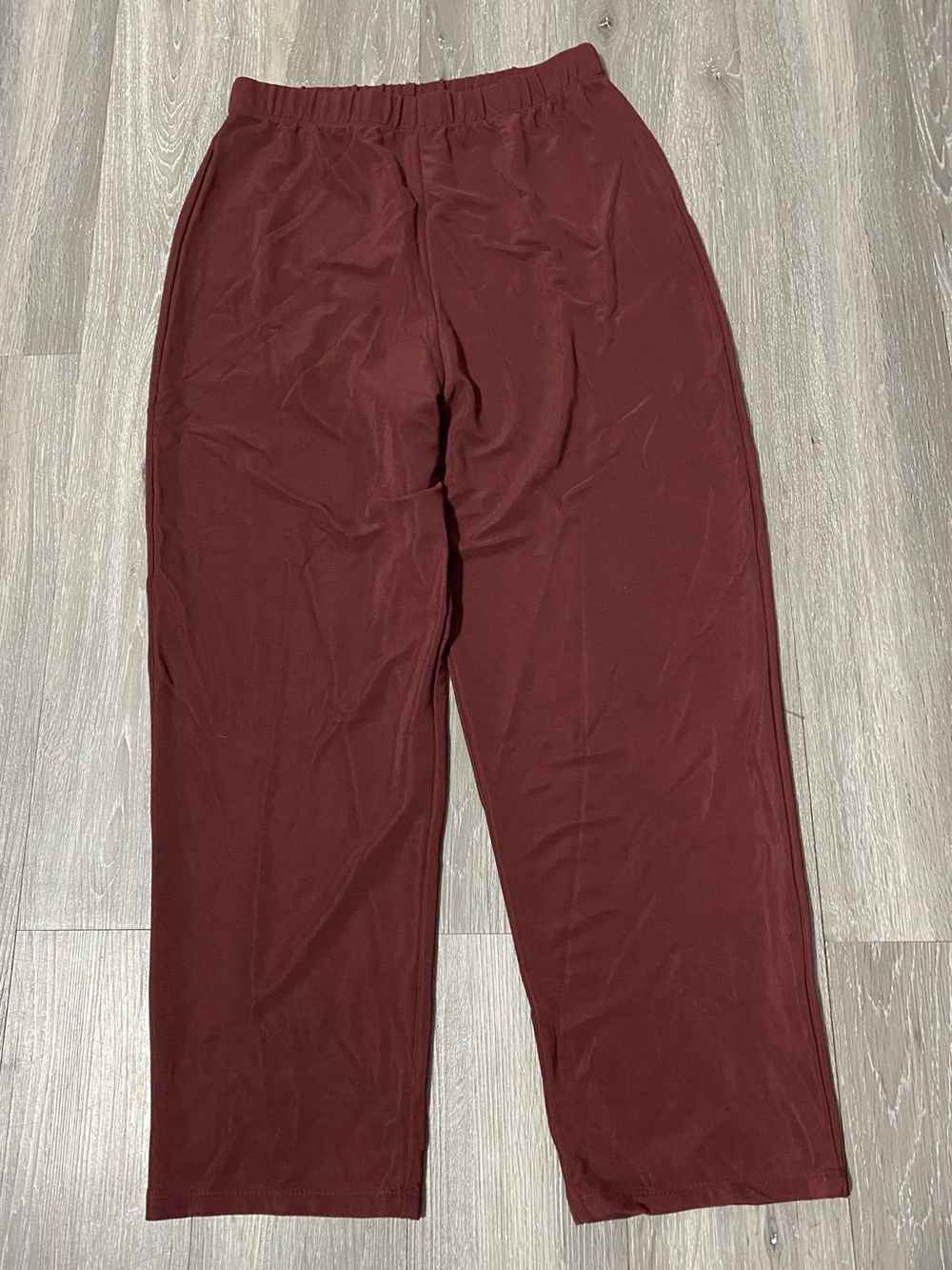 Susan Graver Wine Straight-Leg Pull-On Elastic Waist Stretch Pants Liquid Knit